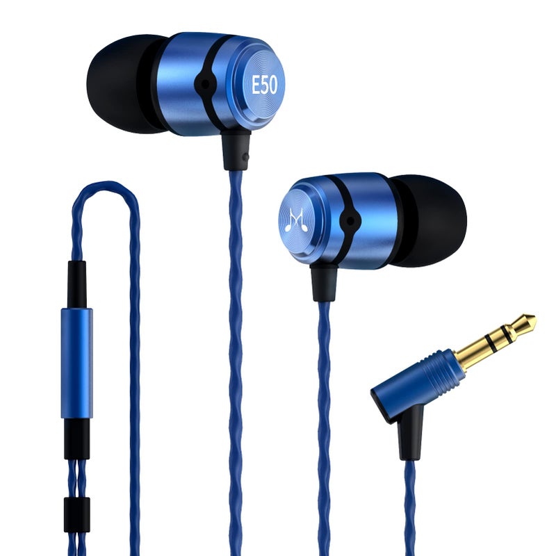 SoundMAGIC E50 Wired Earbuds No Microphone in Ear Monitor HiFi Earphones Noise Isolating Headphones Comfortable Fit Blue - Image 1